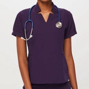 Figs • Inala Purple Slim Scrub Top - S